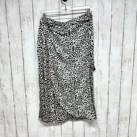 e.ssue Skirt Women Size M Animal Printed Wrap Crossover High Waisted Midi Skirt - Picture 5 of 5